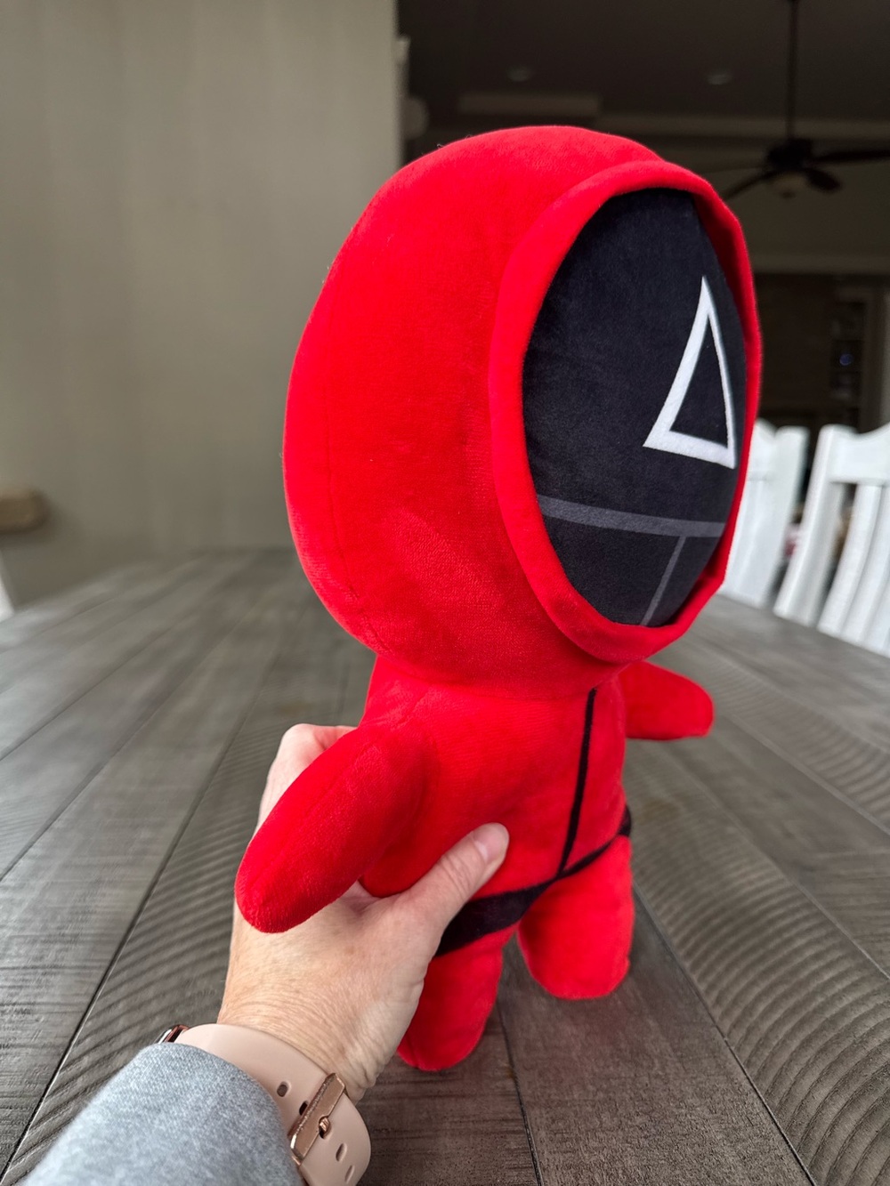 Red Squid Game Triangle Guard Netflix Plush Toy - Red Masked Soldier Kids Toy - Picture 3 of 6